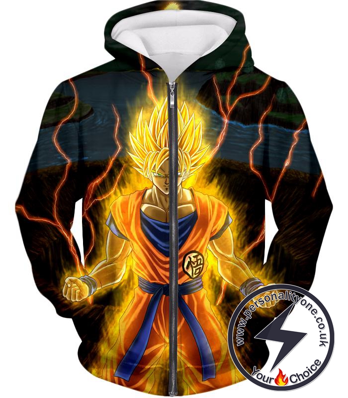 Dragon Ball Super Awesome Super Saiyan 2 Goku Cool Anime Promo Graphic Zip Up Hoodie